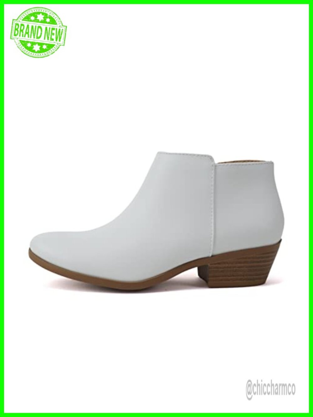 Western Ankle Booties with Block Heel and Rubber Sole
